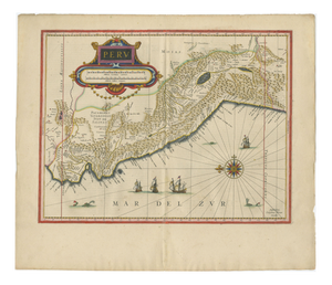 Antique Hand-Colored Map of Peru from Blaeu, 1642