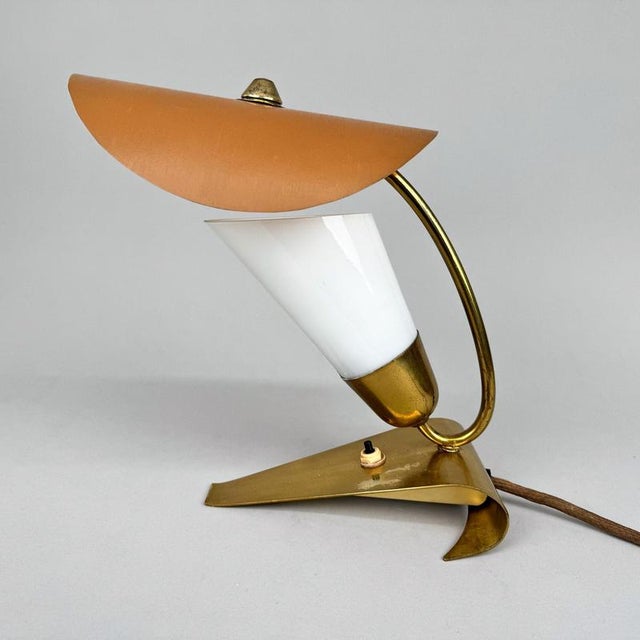 1930s Art Deco Brass & Milk Glass Table Lamp, 1930s For Sale - Image 5 of 13