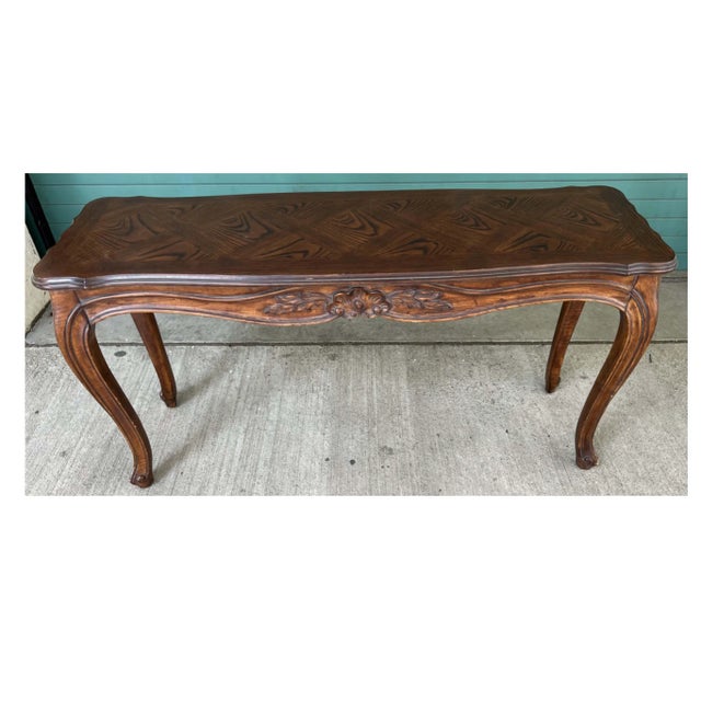 Wood Late 20th Century French Provincial Style Carved Sofa Console Table For Sale - Image 7 of 7