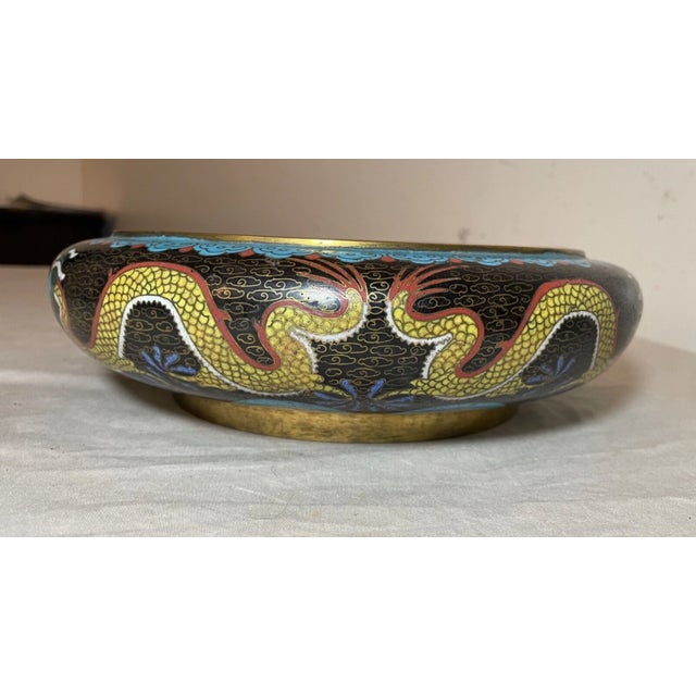 Antique 19th Century Handmade Chinese Cloisonné Brass Centerpiece Dragon Bowl For Sale In New York - Image 6 of 16