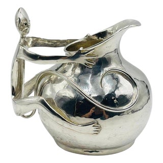 1980s Emilia Castillo Silver-Plated Monkey Pitcher, Mexican Modernism For Sale