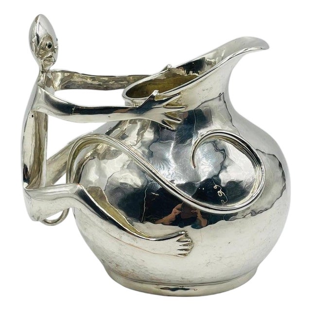 1980s Emilia Castillo Silver-Plated Monkey Pitcher, Mexican Modernism For Sale