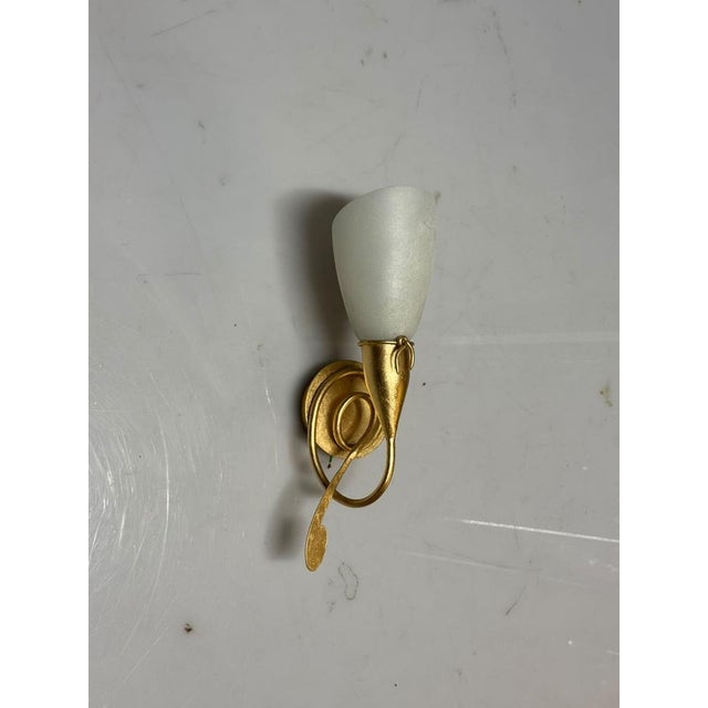 Gold Gilded Wall Sconces with Murano Glass Shades, 1980s, Set of 2 For Sale - Image 6 of 11