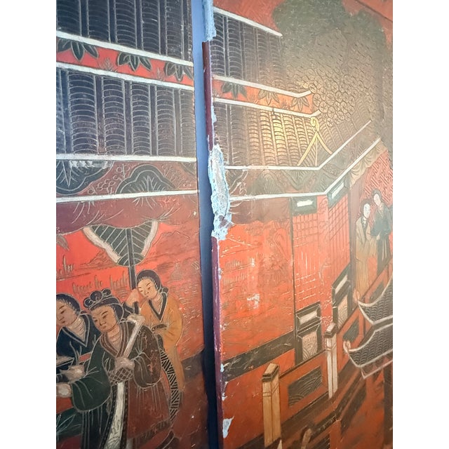8 Panel Antique Wooden Chinese Screen For Sale - Image 15 of 18