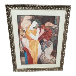 1980s Dreamers Melody by Arbe Berberyan, Painting on Paper, Signed Original, Framed