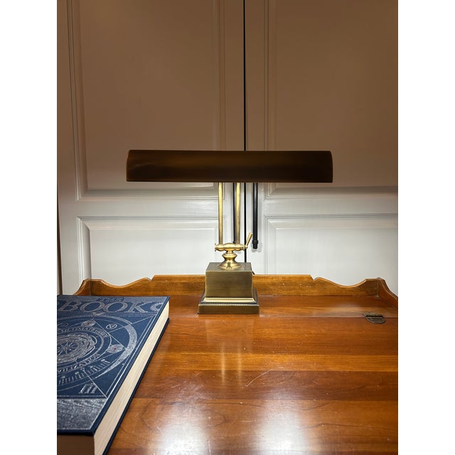 Vintage Adjustable Brass Bankers Lamp For Sale In Houston - Image 6 of 6