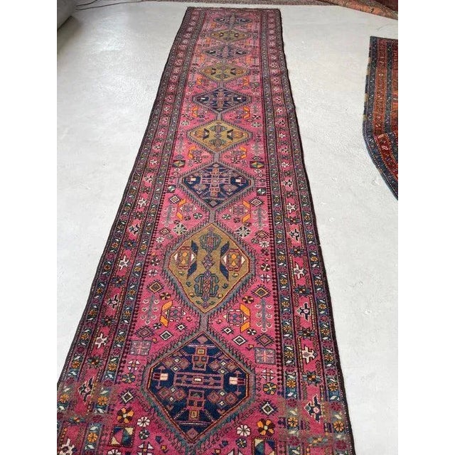 Antique Heriz Runner in Pink, Peacock Teal, Cantaloup, & Dirty Olive ...