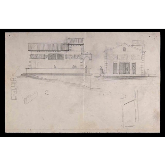 Couple Sketches is an Original Pencil Drawing realized by an Unknown artist in mid-20th century. Good condition on a...