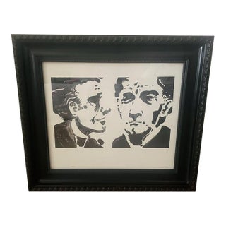 Signed Original Monoprint “Two Men” by David Mac Innes, 2003, Custom Framed For Sale