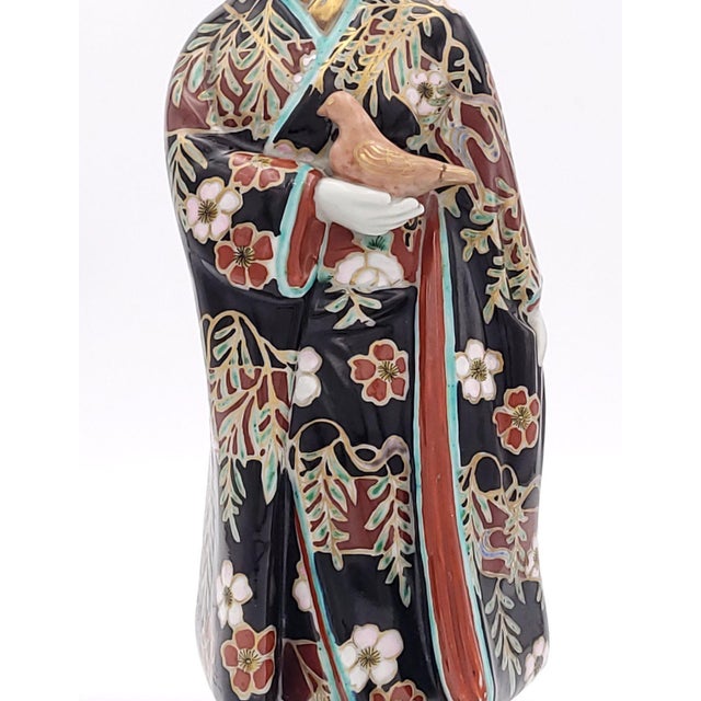 Japanese Japanese Porcelain Imari Courtesan With Dove, Late 19th Century Circa 1880 For Sale - Image 3 of 13