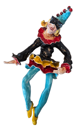 Mid-Century Modern Ceramic Wall Figurine of Harlequin from Albisola, Italy, 1950s