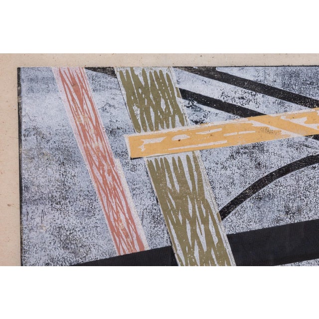 Clinton Hill Signed 1988 Abstract Geometric Postmodern Monotype Framed For Sale - Image 4 of 6