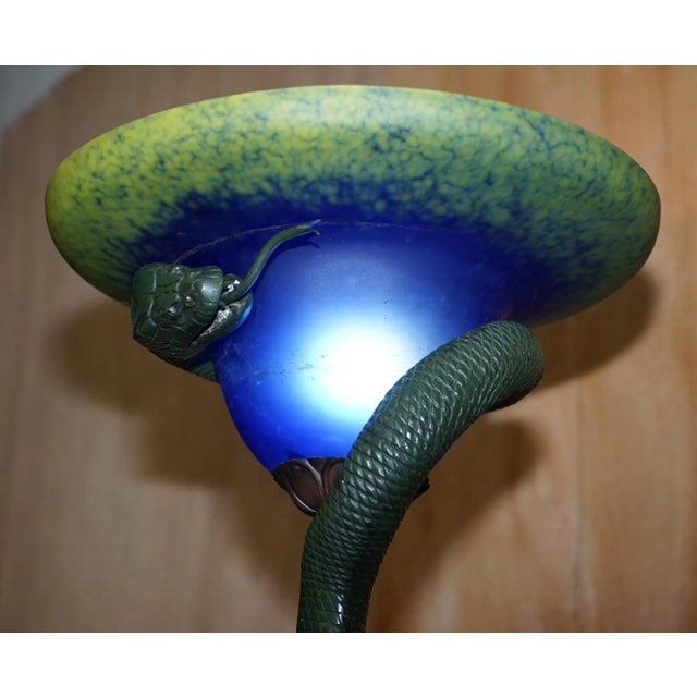 Vintage Bronzed Snake Floor Standing Lamp by Edgar Brandt For Sale - Image 6 of 16