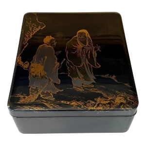 Japanese Lacquer Maki-E Tiered Suzuribako and Ryoshibako