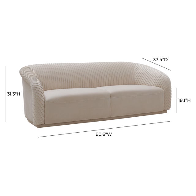 2020s Yara Beige Velvet Pleated Sofa For Sale - Image 5 of 7