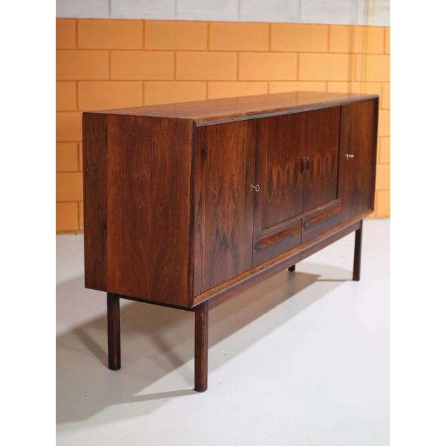 Danish Highboard with Bar and Tambour Doors in Kingwood, 1960s For Sale - Image 10 of 18