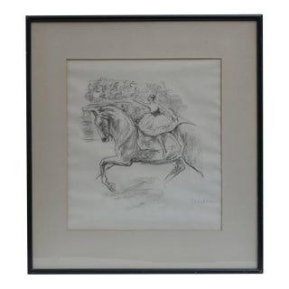 Max Lieberman (1847-1935) Pencil Signed Lithograph, Circus Horse With Rider For Sale