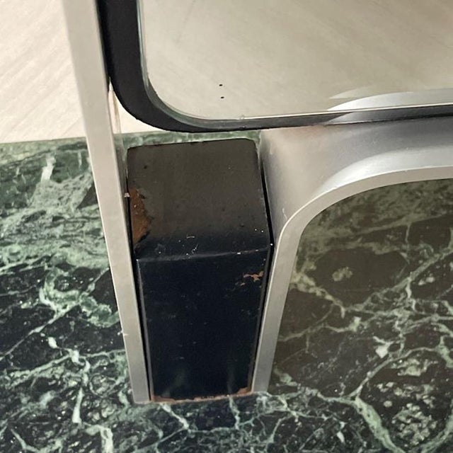 Vintage Italian Floor Mirror in Aluminum and Green Marble, 1970s For Sale - Image 14 of 15