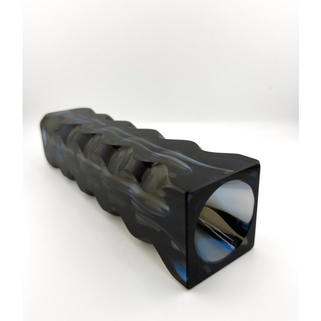 Blue Vintage Optic Glass Vase by Oldrich Lipsky for Exbor, 1960s For Sale - Image 8 of 13