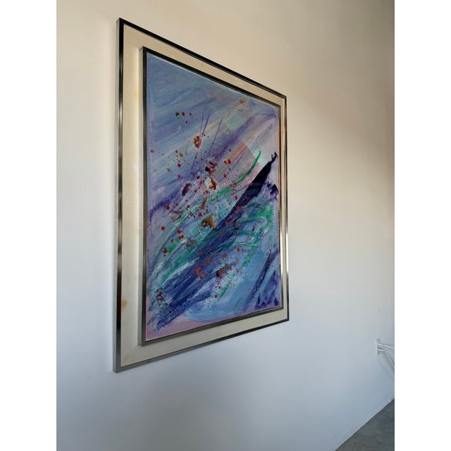 Mid-Century Modern 1970s Mid-Century Abstract Expressionist Acrylic on Canvas Painting, Framed For Sale - Image 3 of 13