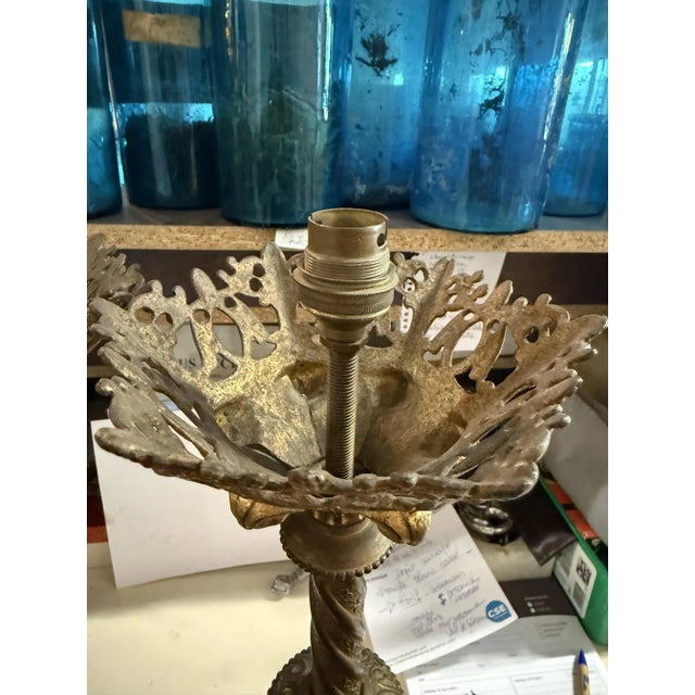 Bronze Lamps on Candlestick, Set of 2 For Sale - Image 4 of 8