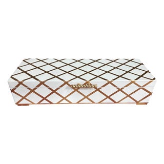 Chelsea House White and Gold Striped Showroom Sample Box For Sale