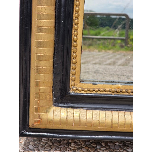 French Gold Leaf Gilded and Black Lacquered Mirror, Late 19th Century For Sale - Image 6 of 10