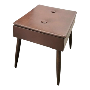 Vintage Midcentury Modern Mens Brown Faux Leather Valet Wardrobe Hanger Storage Chair