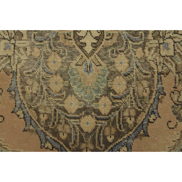 Tabriz Rug 9’3” X 9’2” Pink Wool Vintage Distressed Hand-Knotted Carpet For Sale - Image 10 of 15