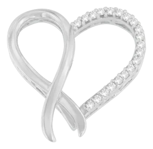 .925 Sterling Silver 1/4 cttw Round Cut Diamond Ribbon and Heart Accent Pendant Necklace (H-I, I2-I3)