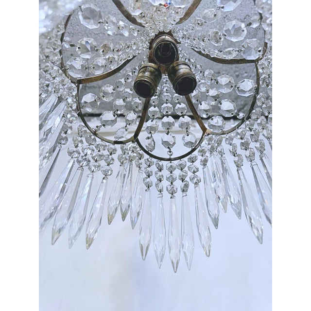 Vintage Crystal Waterfall Chandelier With Brass Frame For Sale In New York - Image 6 of 7