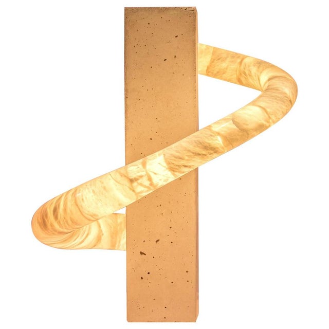 Aqua Fossil Stream Decorative Light Sculpture in Alabaster by Amarist Studio For Sale - Image 8 of 8