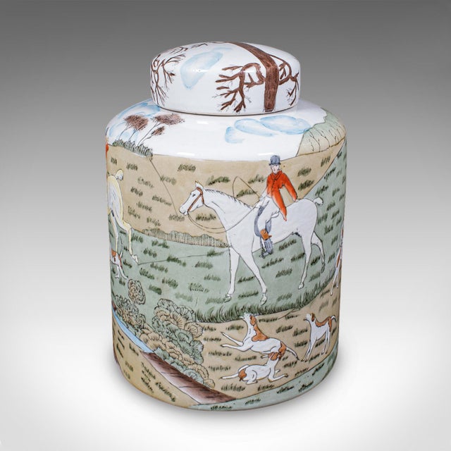1960s Pair of Vintage Huntsman Biscuit Barrels, Oriental, Ceramic, Kitchen Storage Jar For Sale - Image 5 of 12