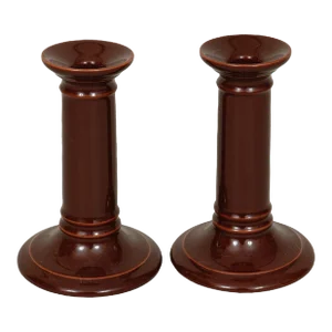 English Royal Doulton Ceramic Candle Holders - a Pair