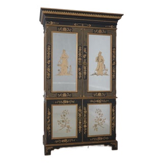 Ej Victor Chinoiserie Eglomise Mirror Door Bar Cabinet For Sale