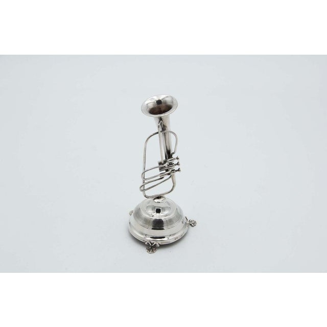 Silver Trumpet-Shaped Toothpick Holder For Sale - Image 4 of 4