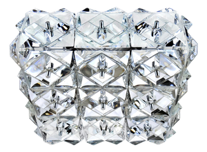 Mid-Century German Ceiling Lamp in Crystal & Chrome from Kinkeldey, 1970s