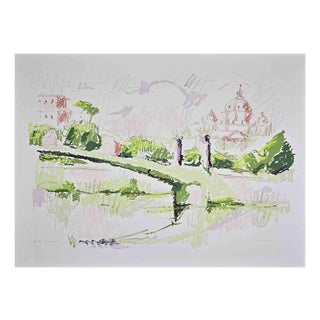 Franco Marzilli, View of the Vatican, Rome, Lithograph, 1990s For Sale