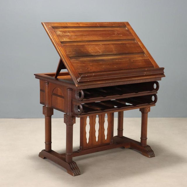 Large Late 19th Century Walnut Library Lectern, Italy For Sale - Image 10 of 10