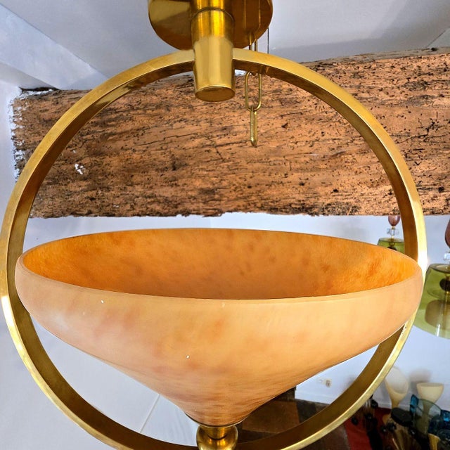 1960s Pair of Amber, Mid Century Modern Glass Chandeliers For Sale - Image 10 of 11
