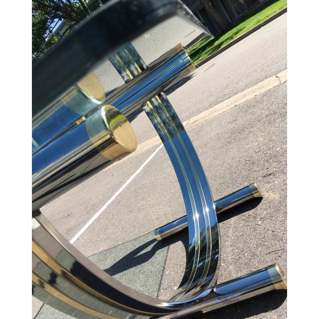 Chrome & Brass U-Shaped Dining Table Manner of Romeo Rega Italy For Sale - Image 10 of 13