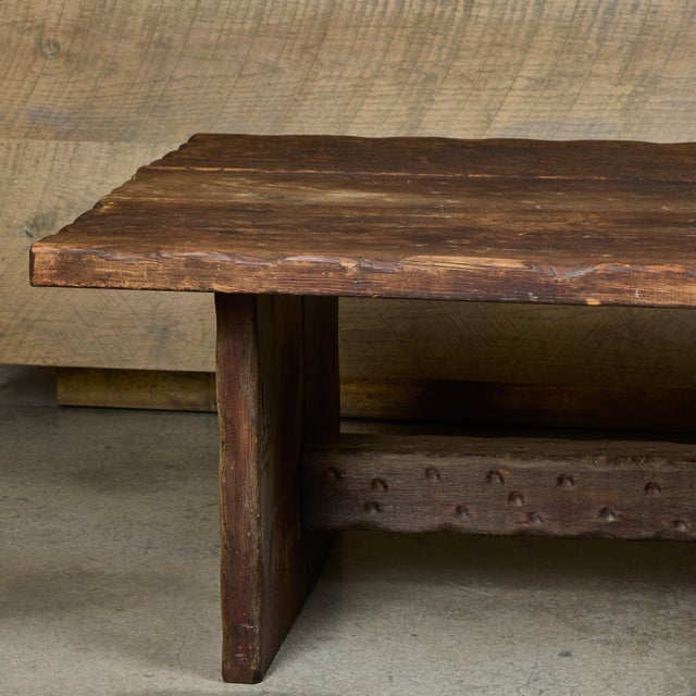 Rustic Vintage Rustic Handmade Weathered Pine Coffee Table For Sale - Image 3 of 6