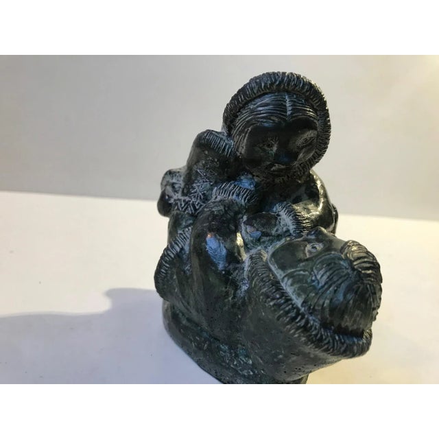 Carved Stone Wrestling Eskimos by A Wolf for The Wolf Sculptures, 1970s For Sale - Image 3 of 11