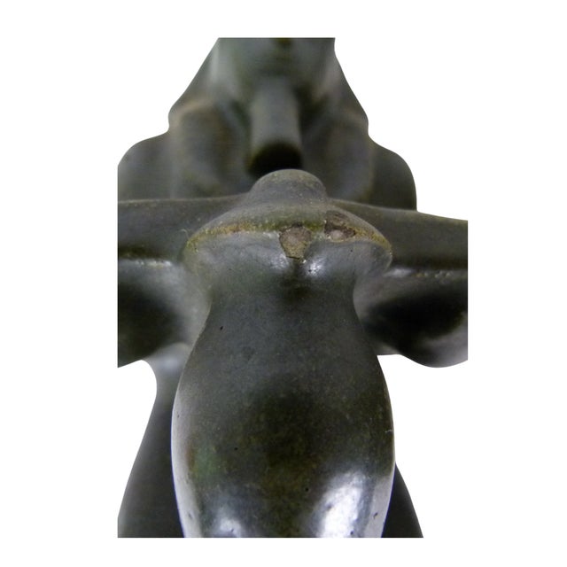 Vintage Egyptian Revival Bookends Hallmarked Fulper . Matte Black Stoneware Art Pottery . 20s Art Deco For Sale - Image 11 of 12