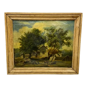 j.n. Spier - 19th Century Country Farm House Landscape Oil Painting