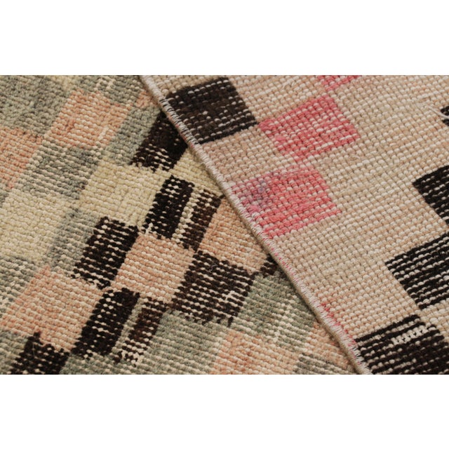 Beige Vintage Zeki Müren Runner With Polychromatic Geometric Patterns From Rug & Kilim For Sale - Image 8 of 8