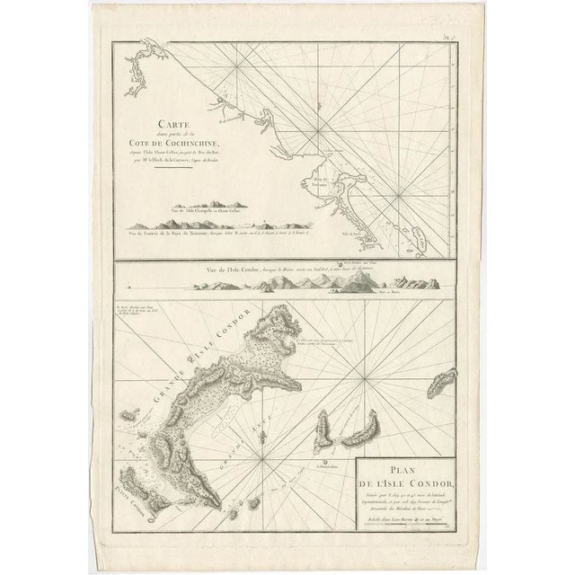Two maps on one sheet titled 'Carte d'une partie de la Cote de Cochinchine [and] Plan de l'Isle Condor'. Sea charts of the...