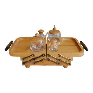 Vintage Mid Century Modern Folding Hors d'Oeuvres Buffet Tray by Karoff- 5 Pieces