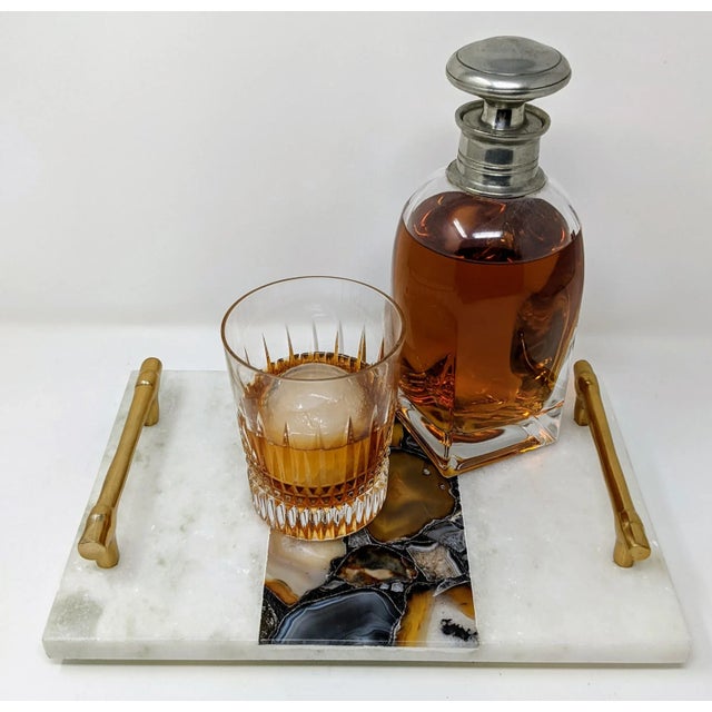Early 21st Century Regency Agate and Marble Bar and Vanity Tray For Sale - Image 5 of 13