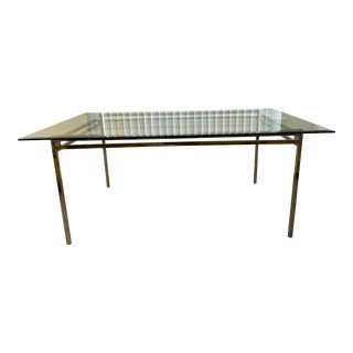 1970’s Chrome and Beveled Glass, Dining Room Table For Sale